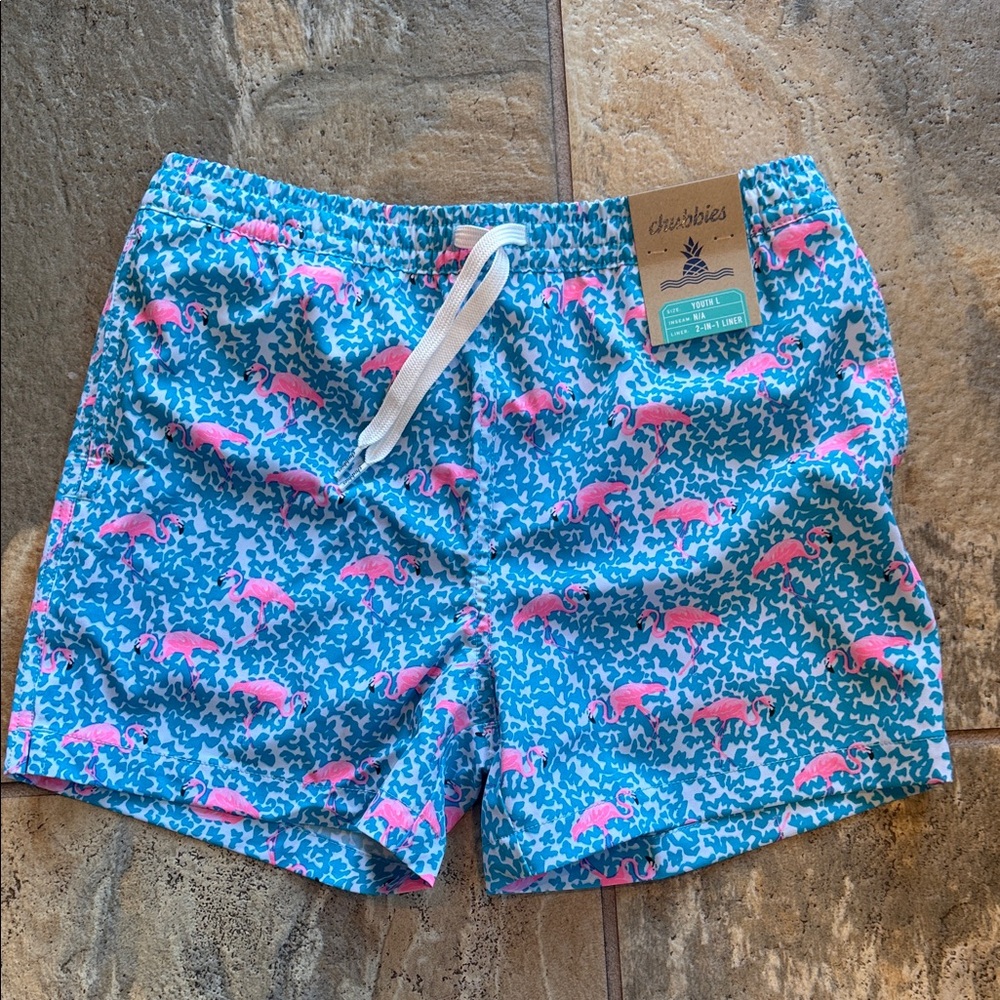 Chubbies Blue and Pink Dolphin Swim Shorts
